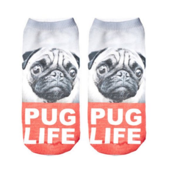 3D Printed PUG LIFE Ankle Socks NWT - Picture 2 of 5